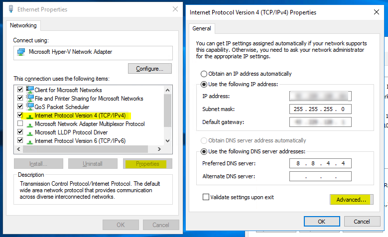 ethernet properties-disable netbios over tcp/ip