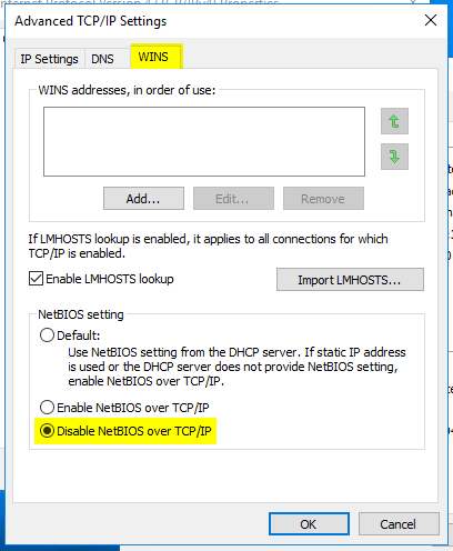 disable netbios over tcp/ip