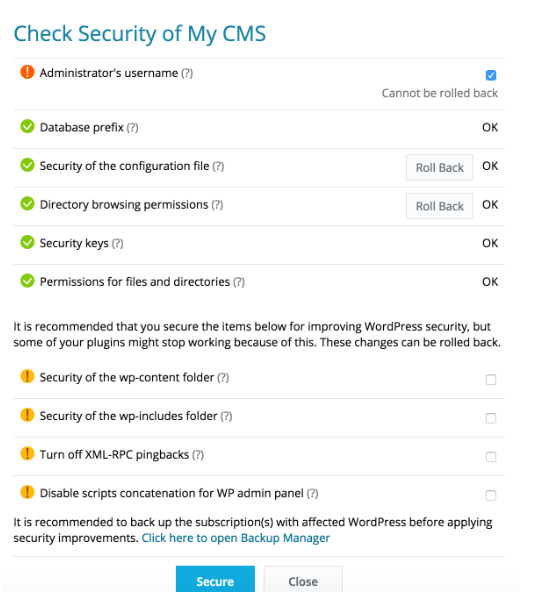 Check CMS security