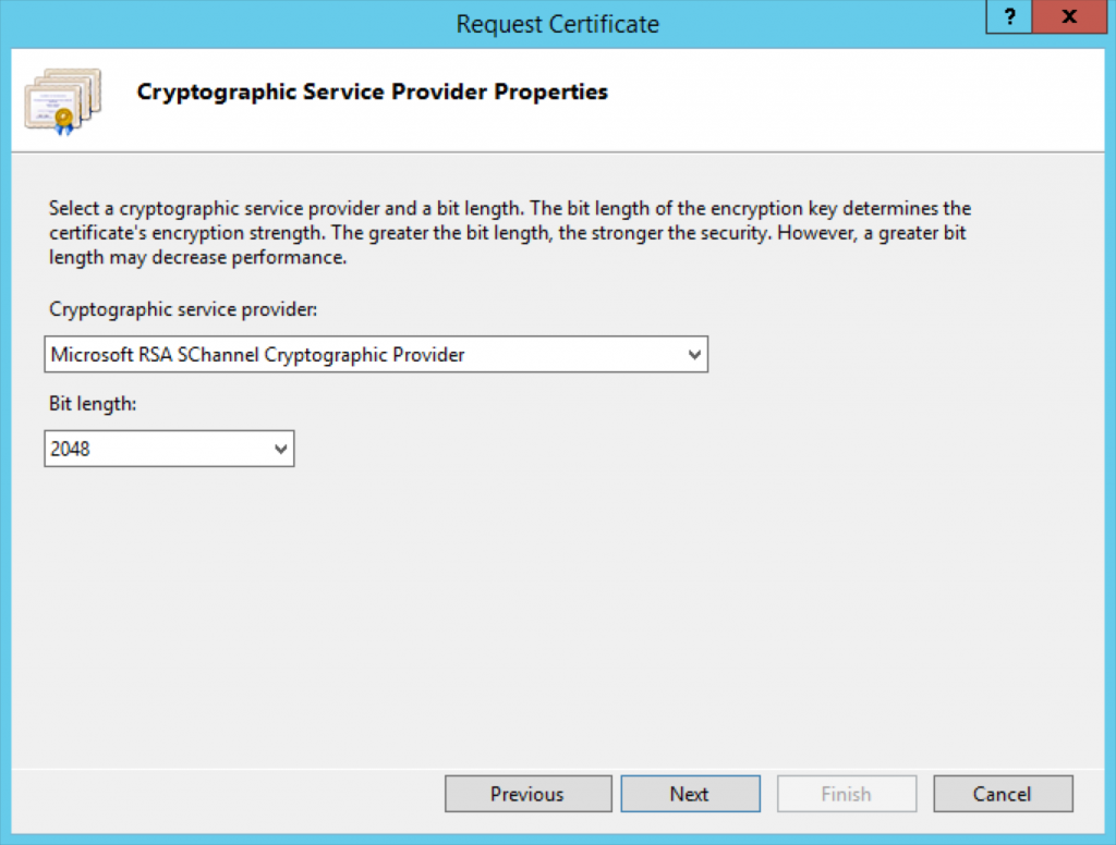 IIS cryptographic service provider properties