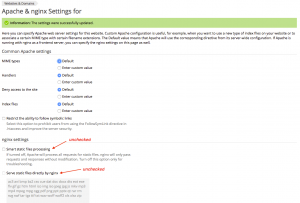 Apache and nginx Settings