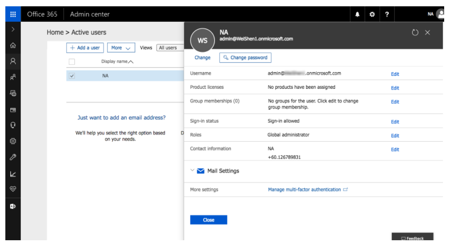 Location selection for office 365