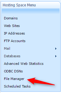 Hosting Package menu