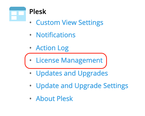 license management in Plesk