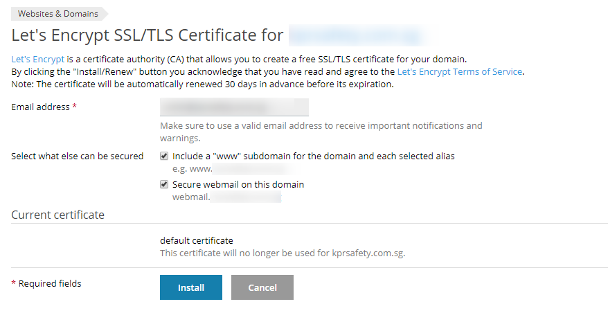 Encrypt SSL/TLS Certificate