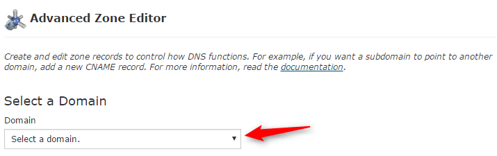 Advanced Zone Editor-select a domain