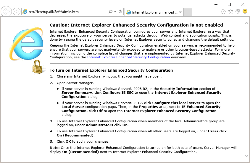 IE ESC SoftAdmin