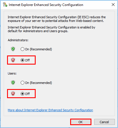 IE ESC administator and user