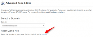 cpanel advanced zone editor-reset zone file