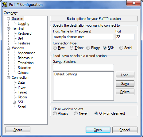 putty configuration