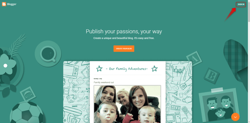 blogger login page