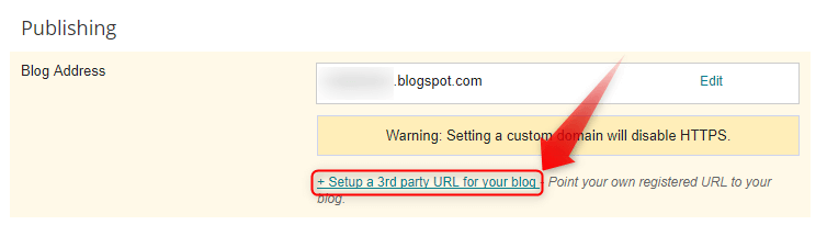 setup third party url in blogger