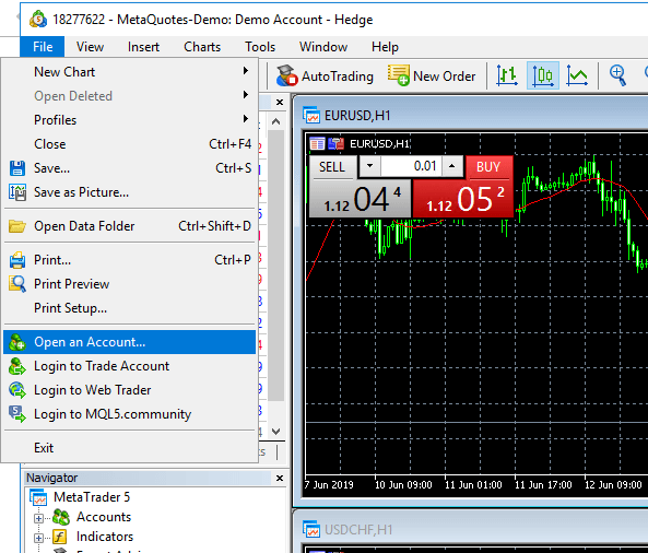 metatrader 5 demo account page