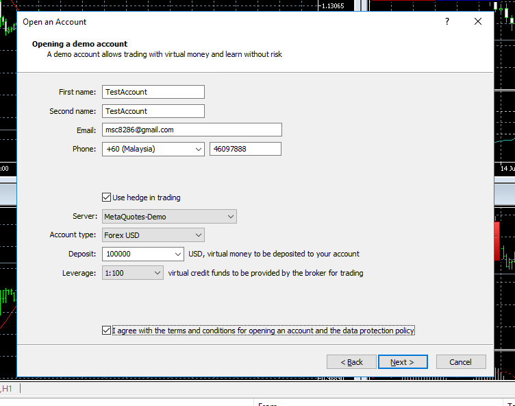 metatrader 5 opening a demo account