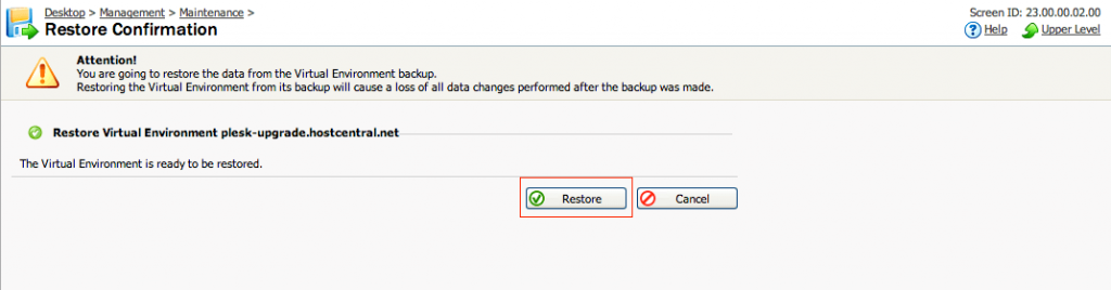 restore confirmation in VZPP panel