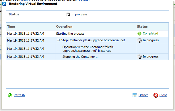 restore VPS status in VZPP panel