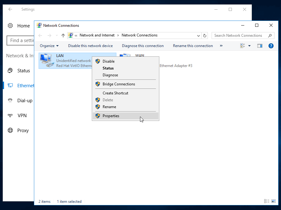 network connection windows server