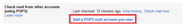 add pop3 mail account you own in POP3 section gmail