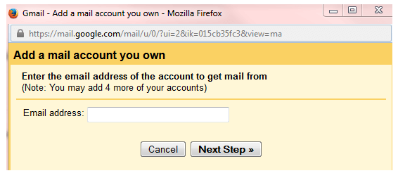 add a mail account you own in gmail
