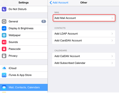 IMAP email account in iPad