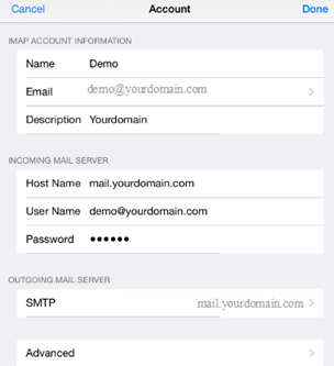 IMAP email account in iPad