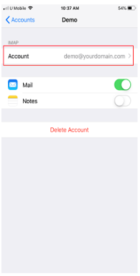 setup email account in iPhone