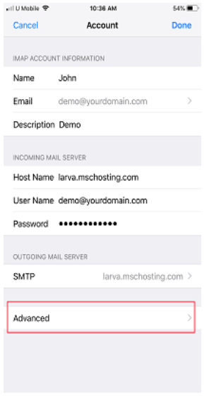 setup email account in iPhone