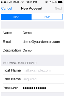 setup email account in iphone