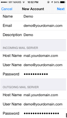 setup email account in iphone
