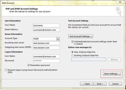 setup email account in microsoft outlook 2013
