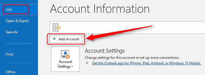 imap email account in outlook 2016